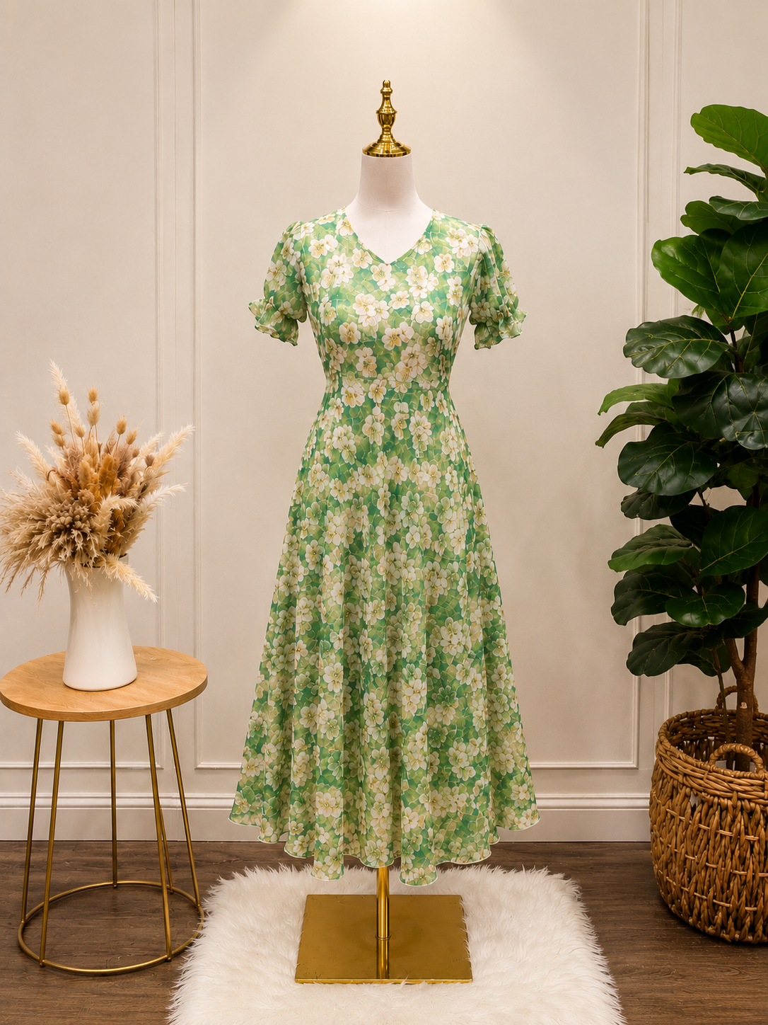 Mint Green Floral Georgette Printed frock – Aanya Clothing Deals USA