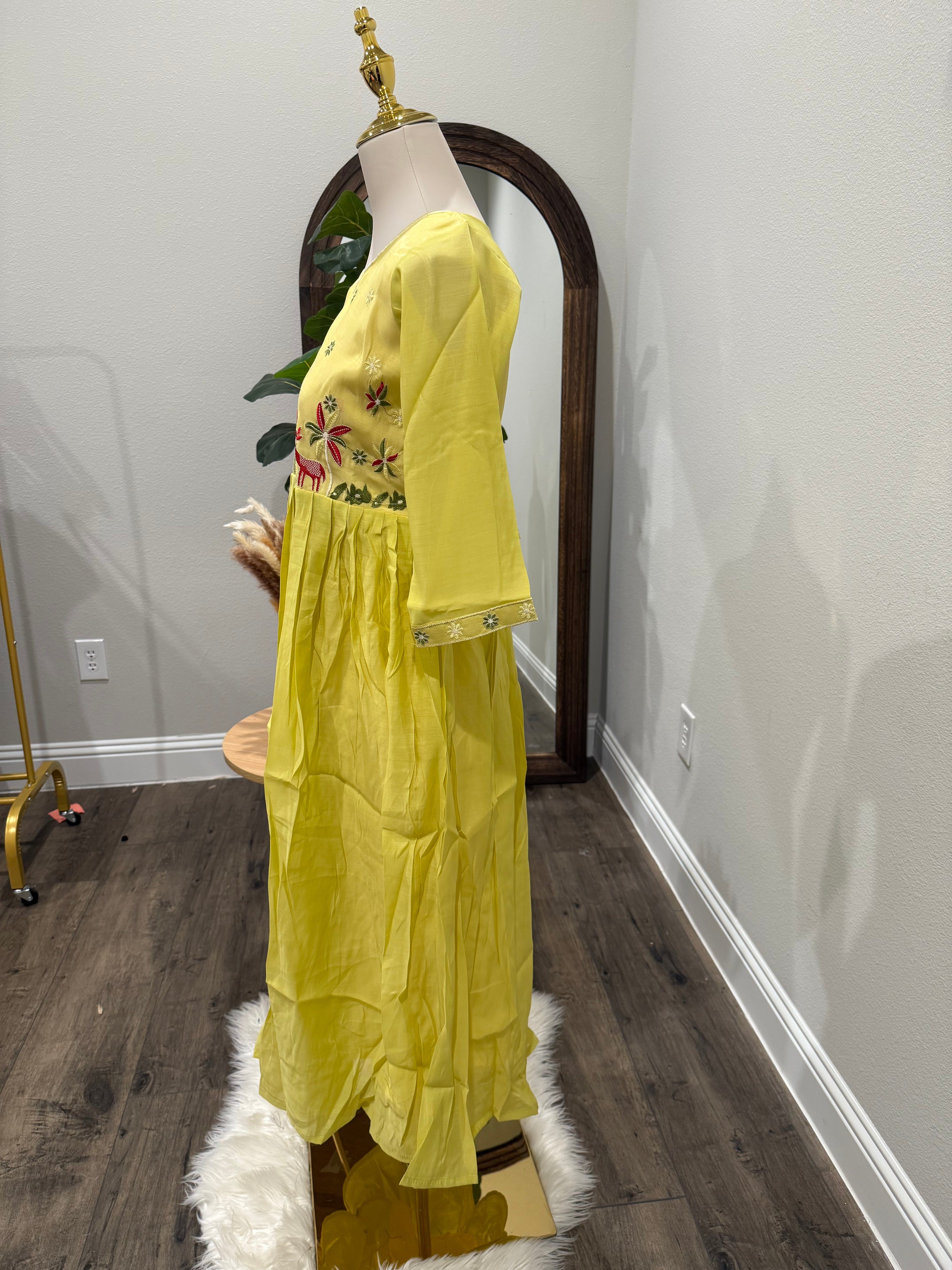 Yellow Chanderi frock