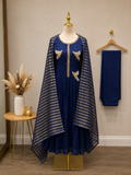 Navy Blue Russian silk with Bird Zardosi work 3 piece Suit