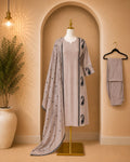 Elegant Mauve Embroidered 3 piece suit with Dupatta