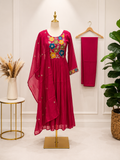 Pink chanderi 3 piece suit