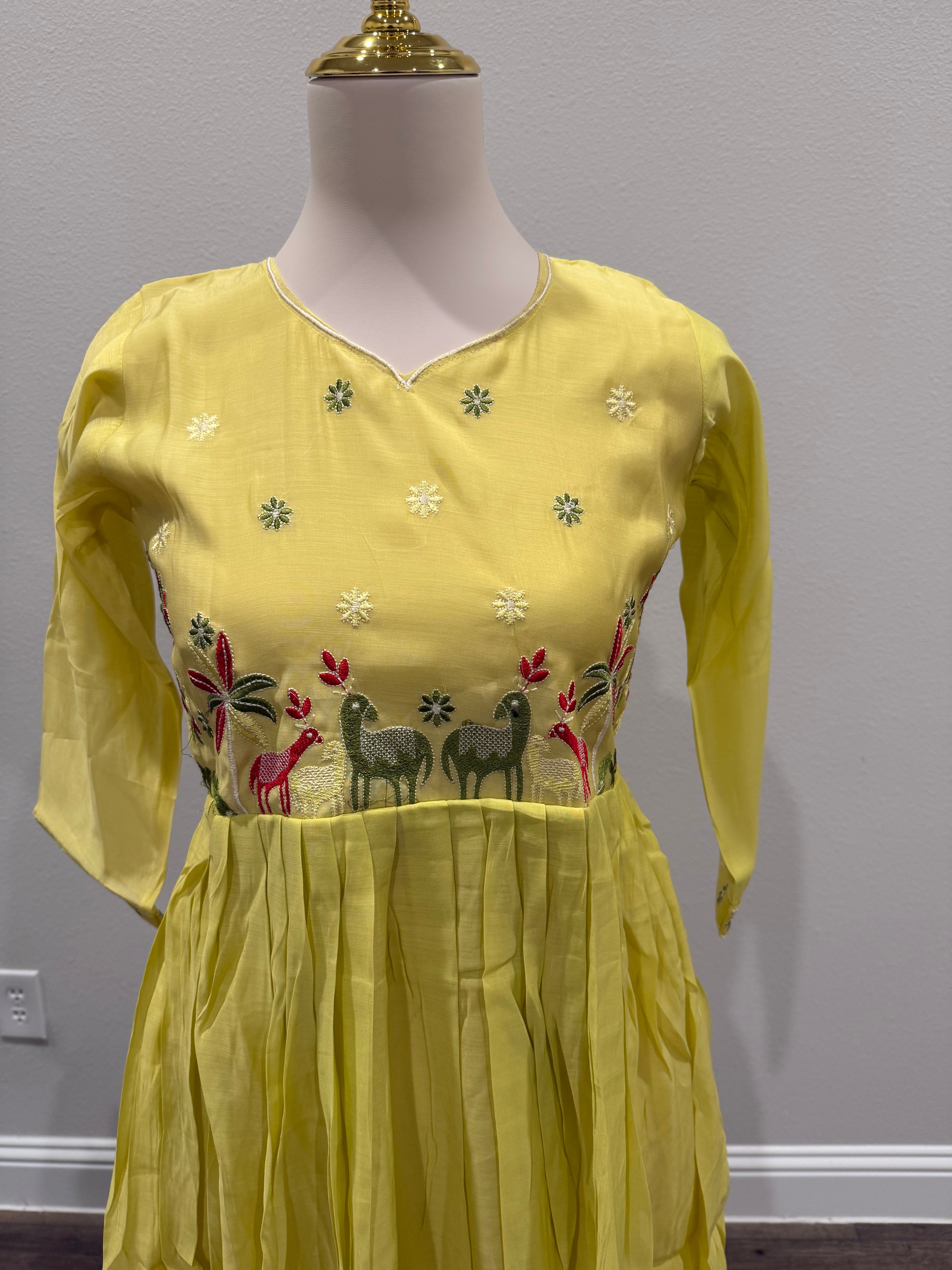 Yellow Chanderi frock