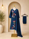 Peacock Blue cotton 3 piece suit