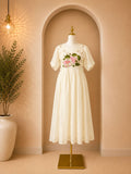 White kota look frock with white flamingo embroidery