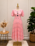 Baby Pink Georgette Frock with Mirror Work