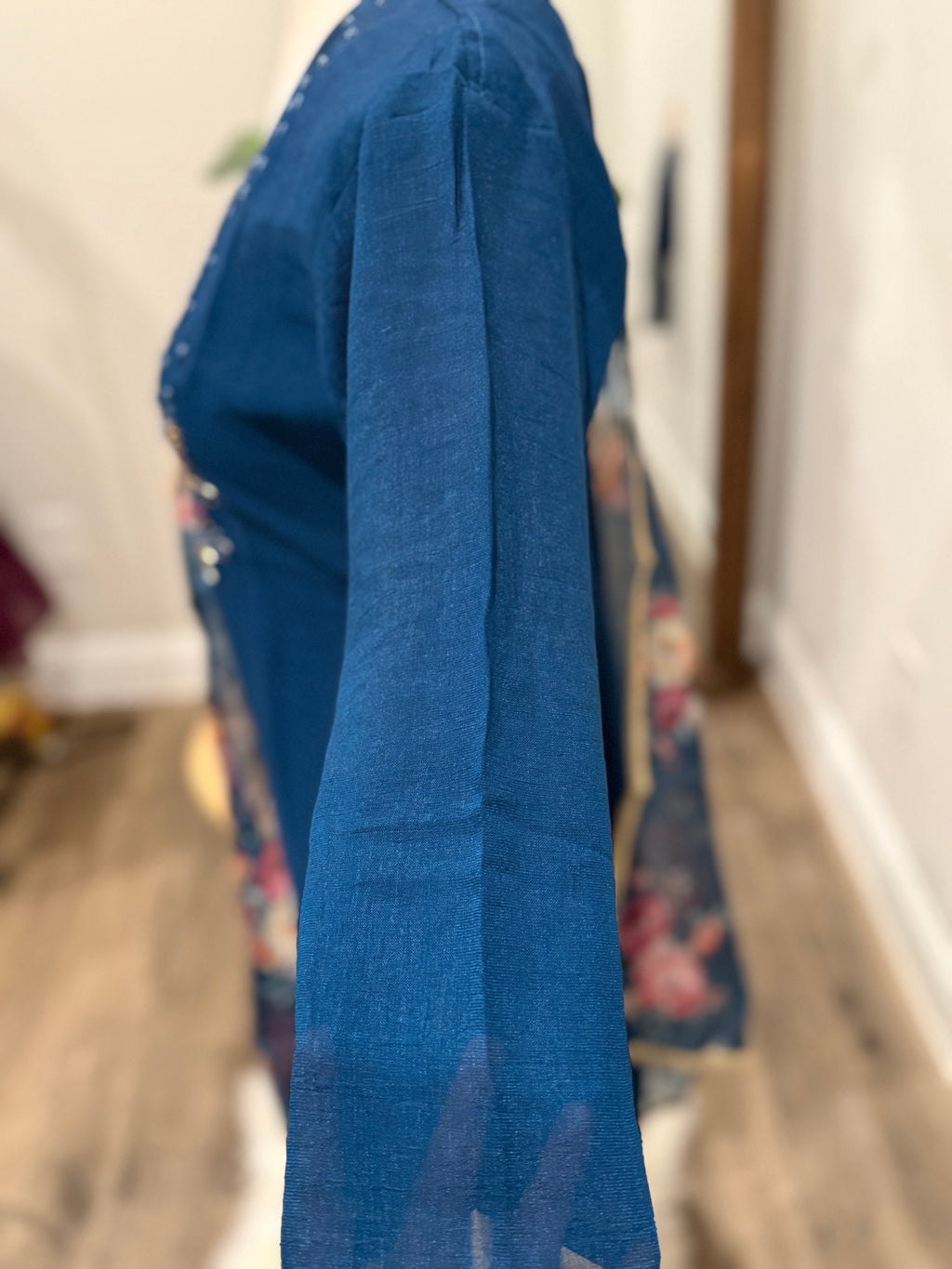 Blue Georgette 3 piece suit with rich organza Dupatta