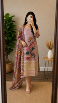 Lavender Bloom Printed Chanderi Kurta Set