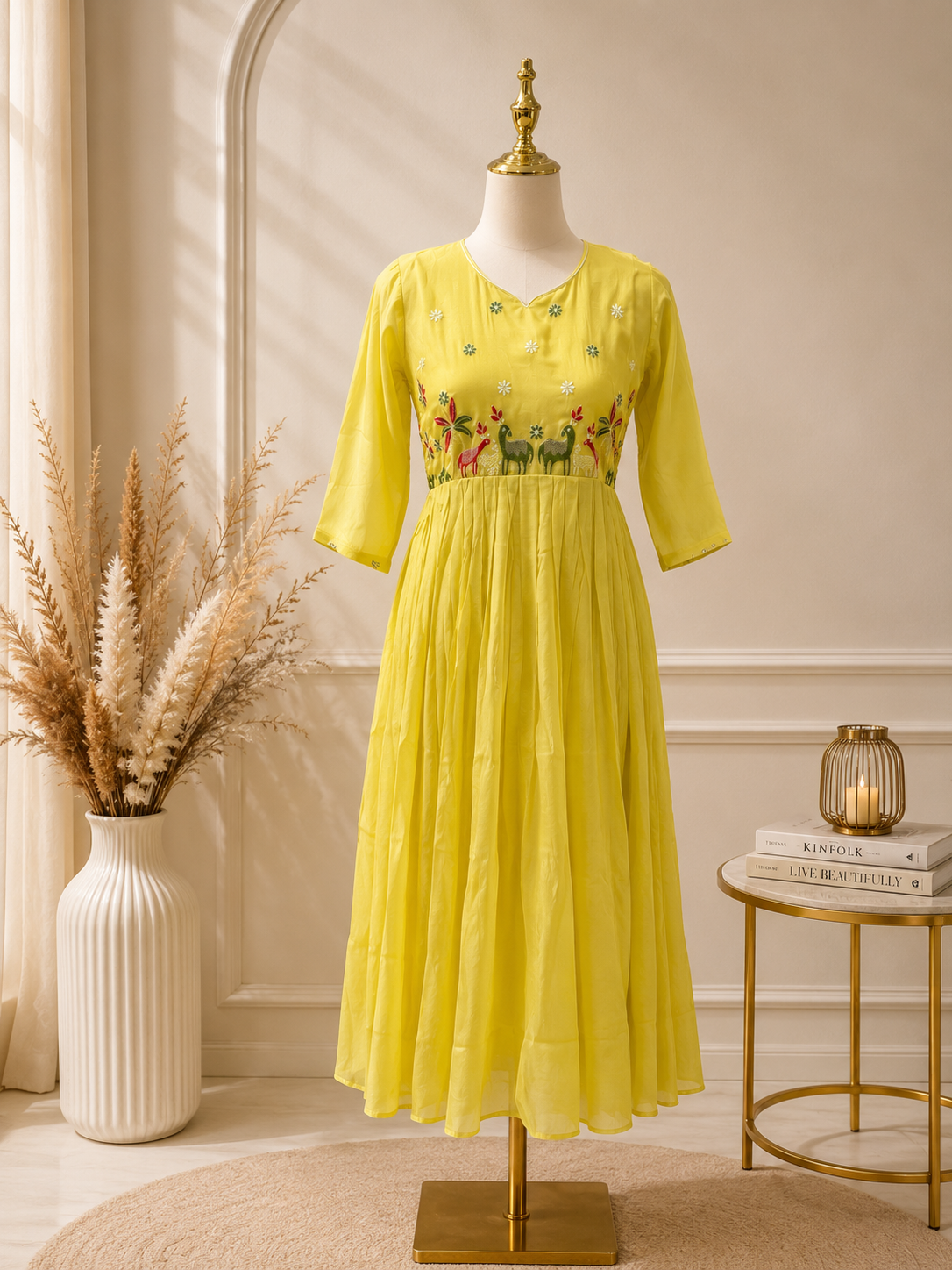 Yellow Chanderi frock