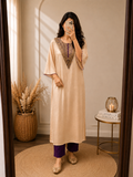 Royal Ivory with purple Kaftan with pearls