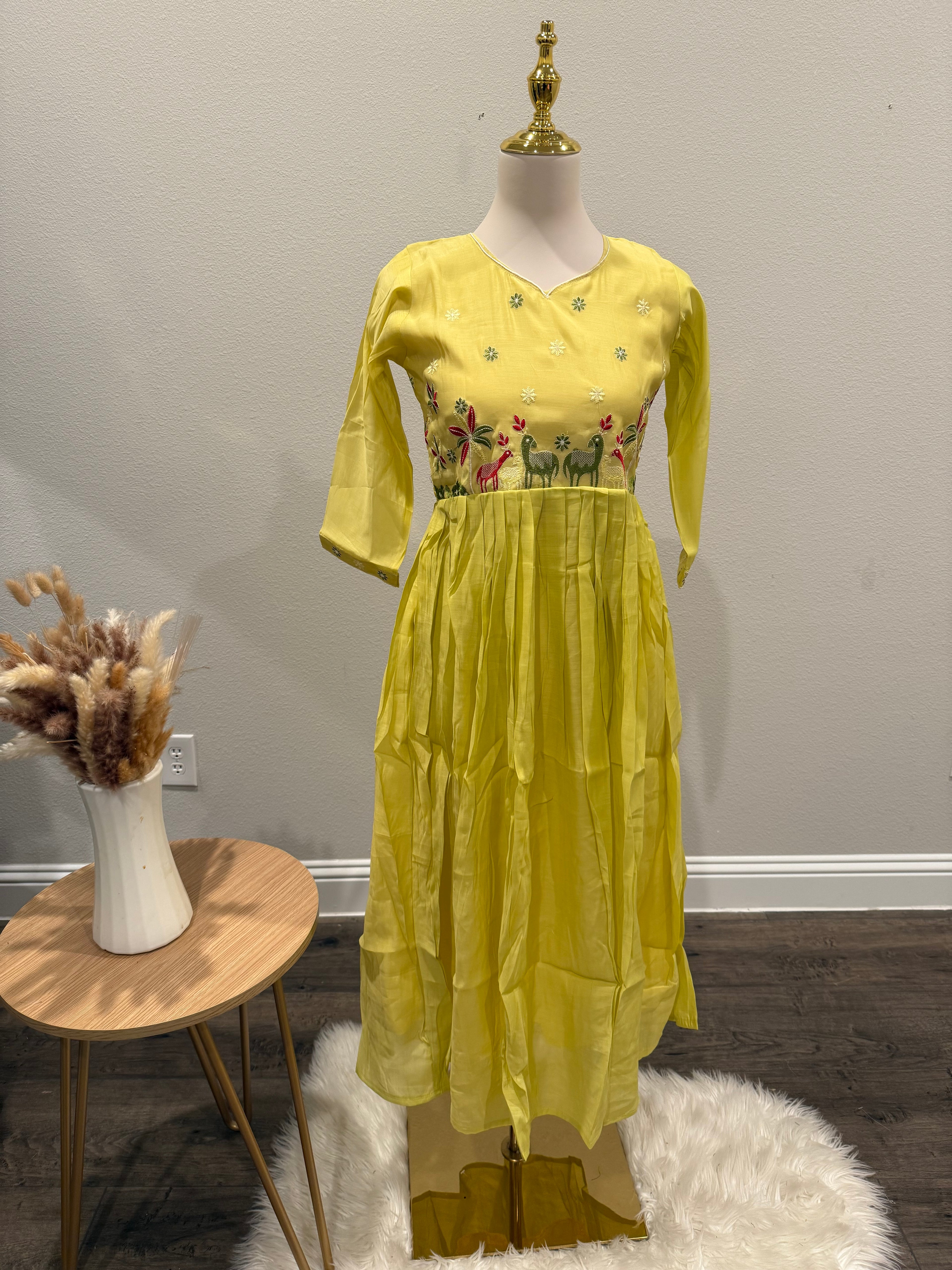 Yellow Chanderi frock