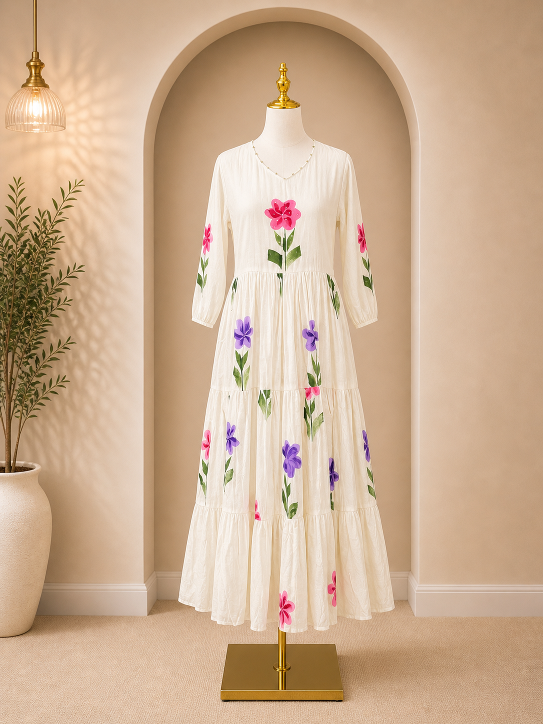 White brush paint frock