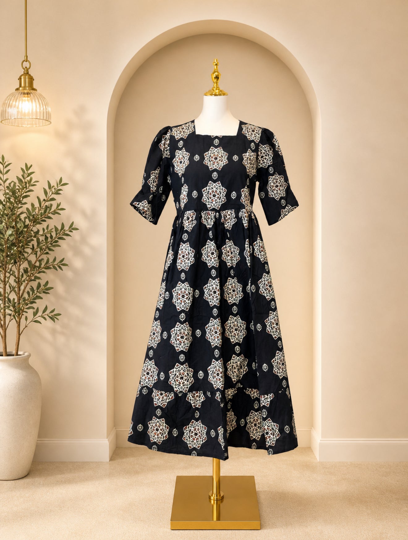 Black Jaipur Cotton Frock