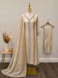 Ivory Gold Tissue Silk Festive Suit Set