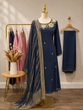 Midnight Blue Russian silk with Banarasi Dupatta 3 piece suit
