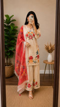 Pastel Floral Cotton Kurta Palazzo Set