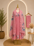 ✨ Blush Pink Floral Printed Cotton Suit Set with Dupatta ✨🌸