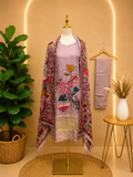 Lavender Bloom Printed Chanderi Kurta Set