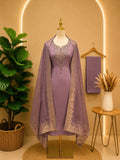 Royal Lavender Embroidered Silk Suit Set with Banarasi Dupatta 💜✨