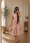 Boutique stitched Blush Pink Floral Printed Georgette frocks