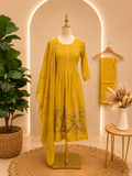 Elegant Mustard Yellow Embroidered Suit Set 🌼