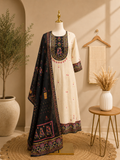 Ivory & Black Heritage Print Three-Piece Suit Set