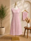 Elegant Blush Pink Crushed Silk Party Wear Dress
