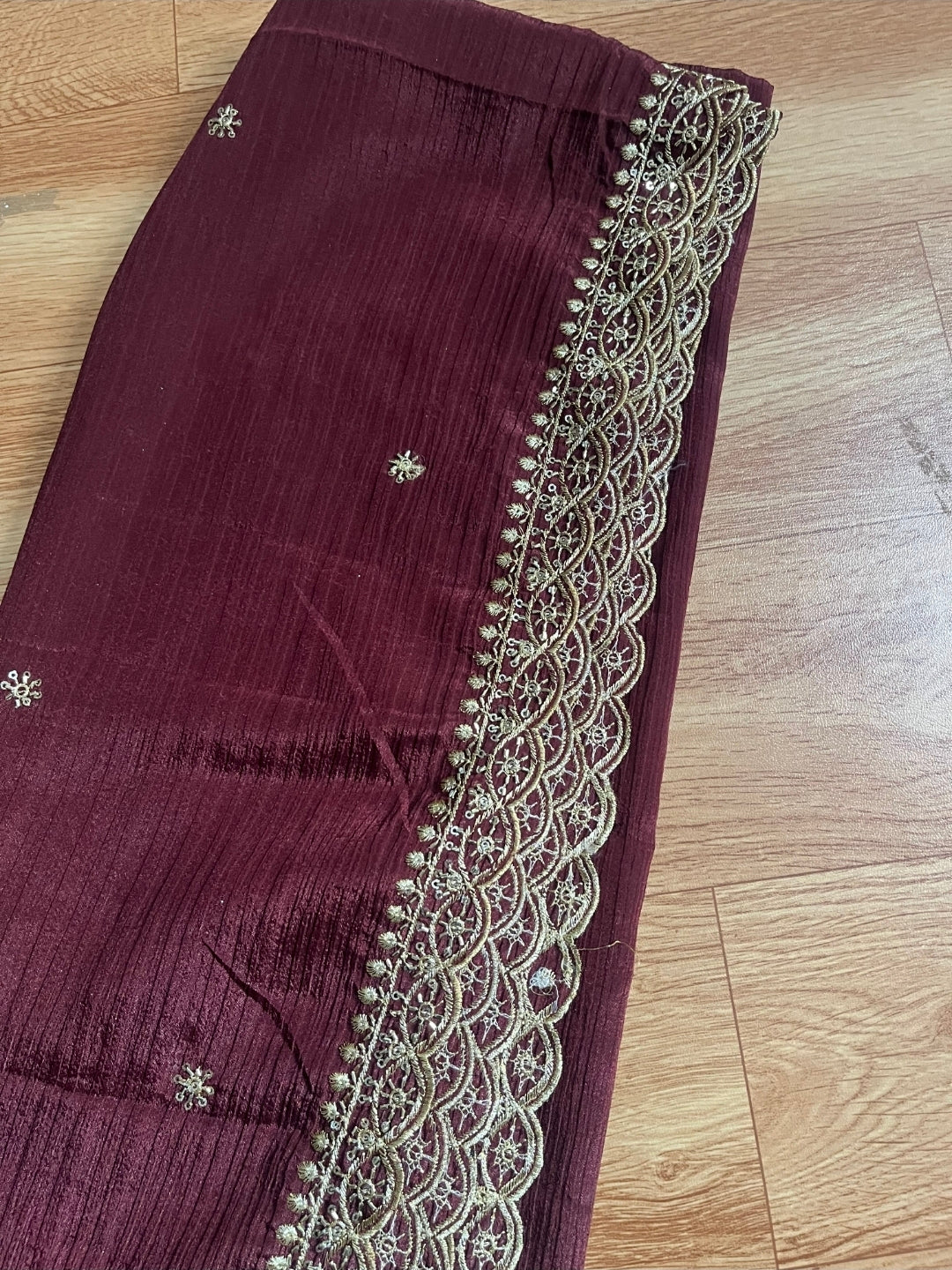 Gadwal Lime Green & Brown Half Saree with Stitched Blouse
