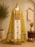 Golden Mustard Ethnic Cotton Suit Set with Statement Dupatta