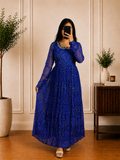 Sky Blue  Bandhani Printed Georgette Anarkali Frock