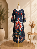 Royal Navy Abstract Ikat Flare Kurti