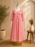 Blush Pink Embroidered Mal Chanderi Anarkali Dress ✨