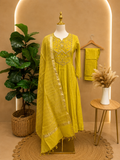 Radiant Yellow Hand-Embellished Anarkali Suit with Dupatta