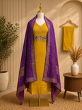 Ivory Chanderi Embroidered Kurta Set with Gold-Trim Dupatta ✨