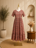 Boho Red Floral Cotton Summer Dress 🌸