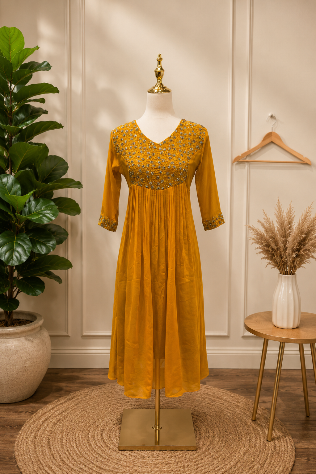Sunflower Yellow Embroidered Georgette Anarkali 💛