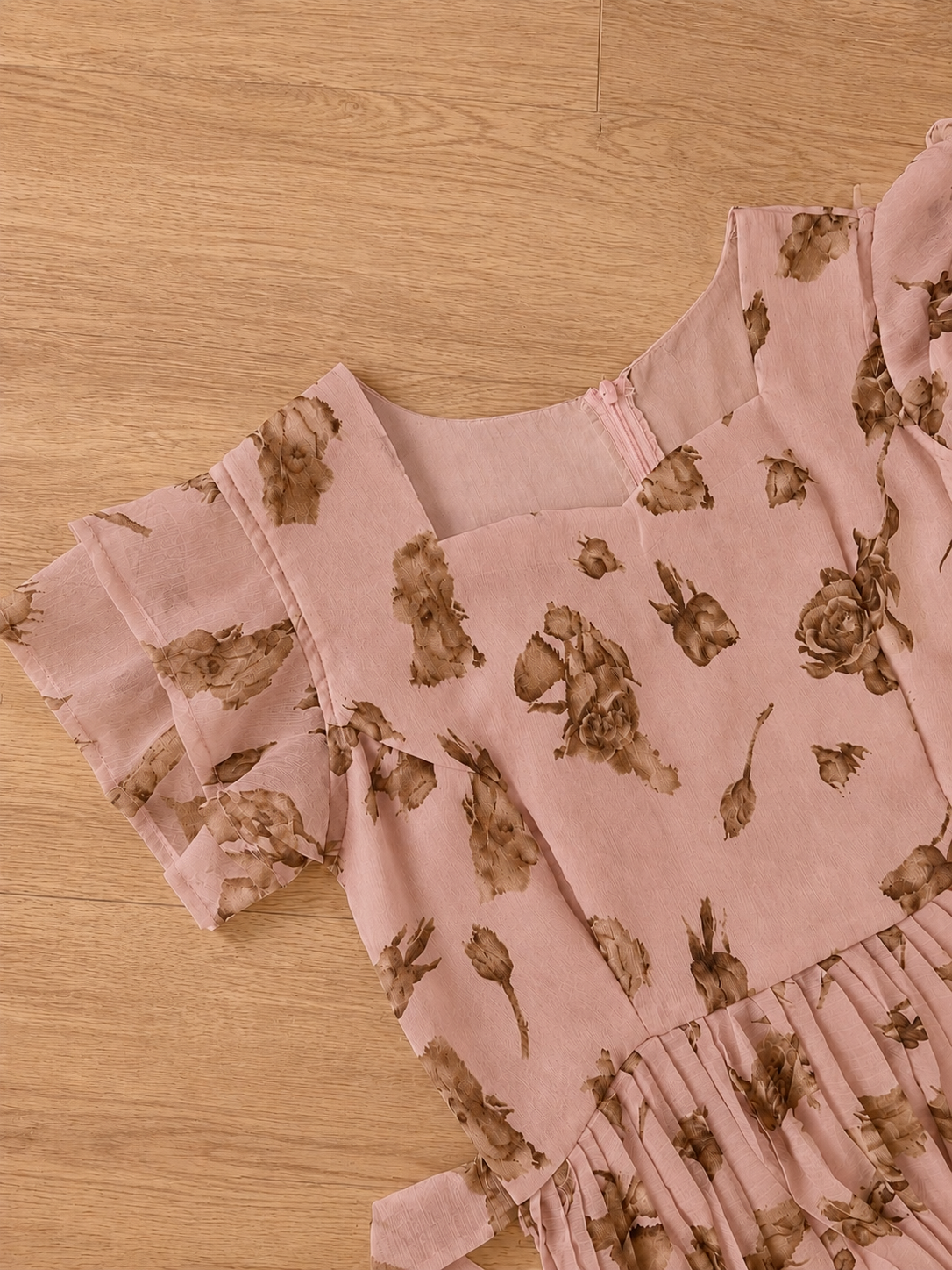 Boutique stitched Dusty Pink Floral Printed Georgette frocks