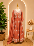Blush Terracotta Embroidered Anarkali Suit Set 🤍✨
