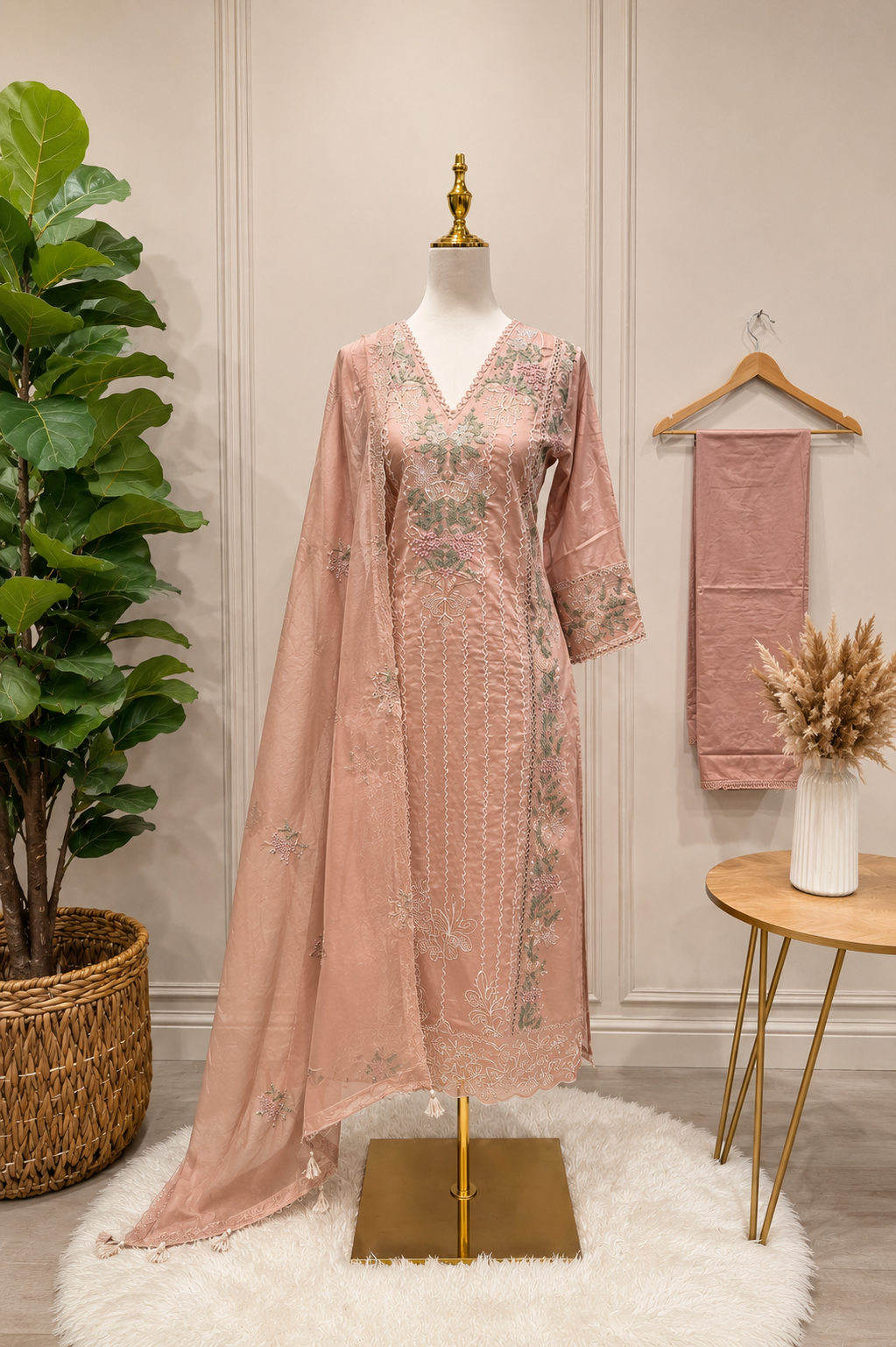 Blush Pearl Embroidered Ethnic Suit Set 💕