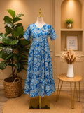 Sky Blue Floral Printed Midi Dress 💙🌸