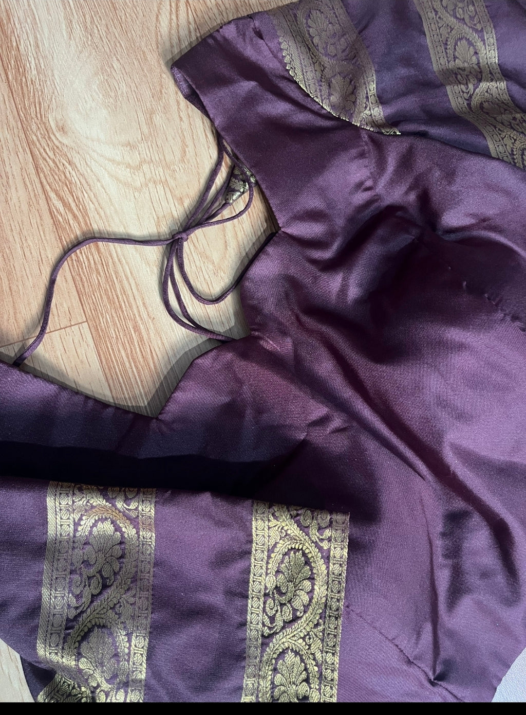 Gadwal Lime Green & Brown Half Saree with Stitched Blouse