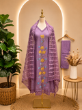 Lavender Bloom Embroidered Cotton Suit Set with Organza Dupatta 💜🌸