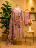 Dusty Rose Dola Silk Floral Art Suit Set with Printed Dupatta 🌸